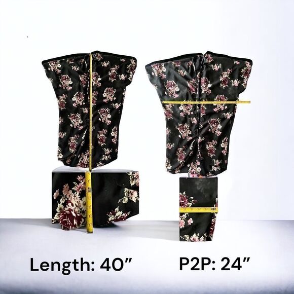 Open Kimono l Gorgeous Black w/ Purple Floral l Made in India l L lEUC - Picture 4 of 8